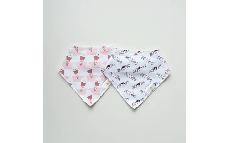 Organic Cotton Bandana Bibs 2pcs Set - Bunny Candy Ice Cream Design Bunny Candy Ice Cream