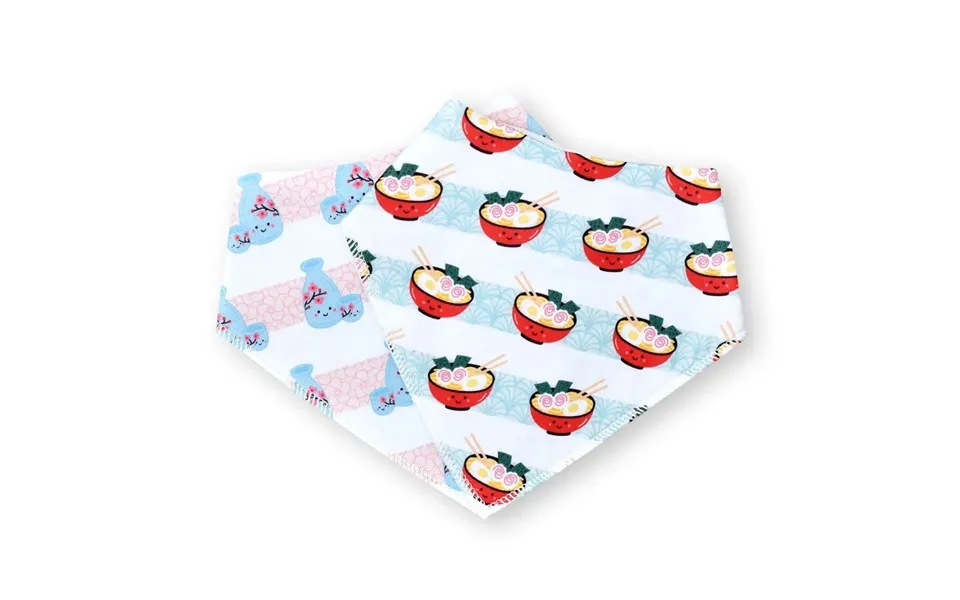 Organic Cotton Bandana Bibs 2pcs Set - Ramen Sake Design Bunny Candy Ice Cream