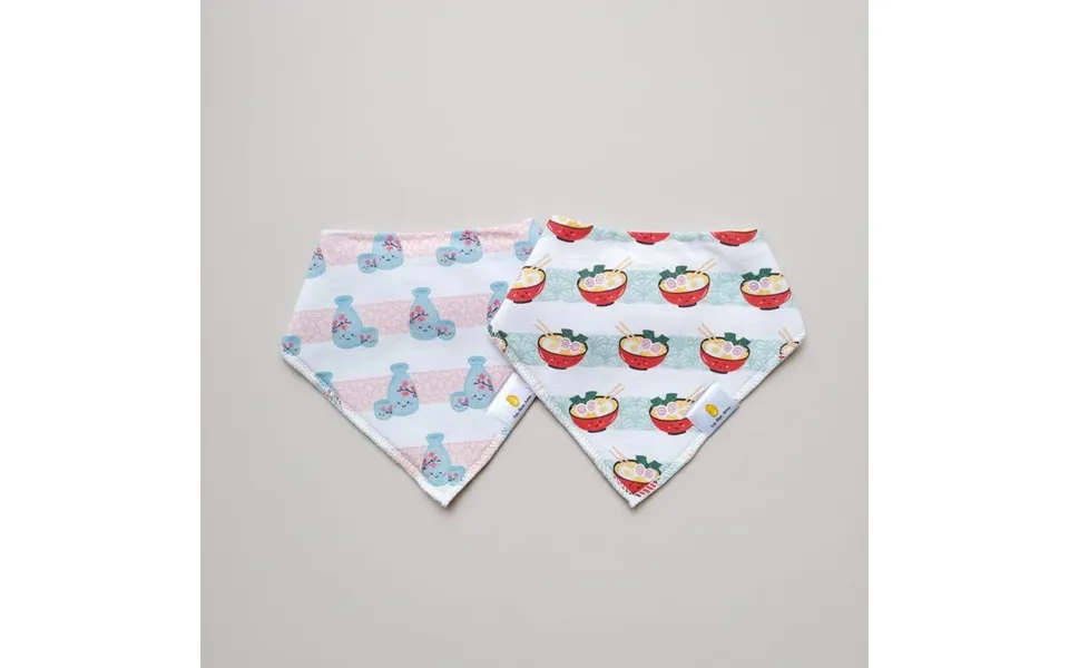 Organic Cotton Bandana Bibs 2pcs Set - Ramen Sake Design Ramen Sake