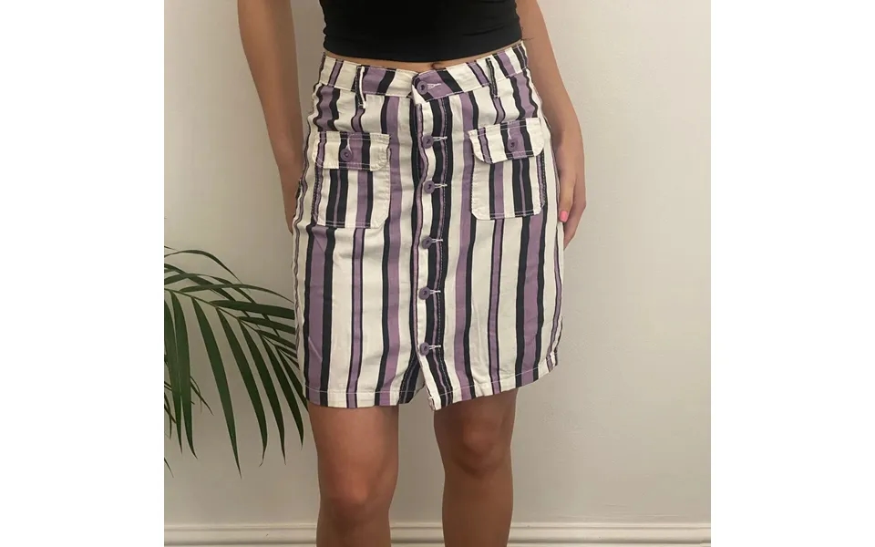 Unbranded Striped Mini Skirt - 27w Uk 8 Purple Cotton