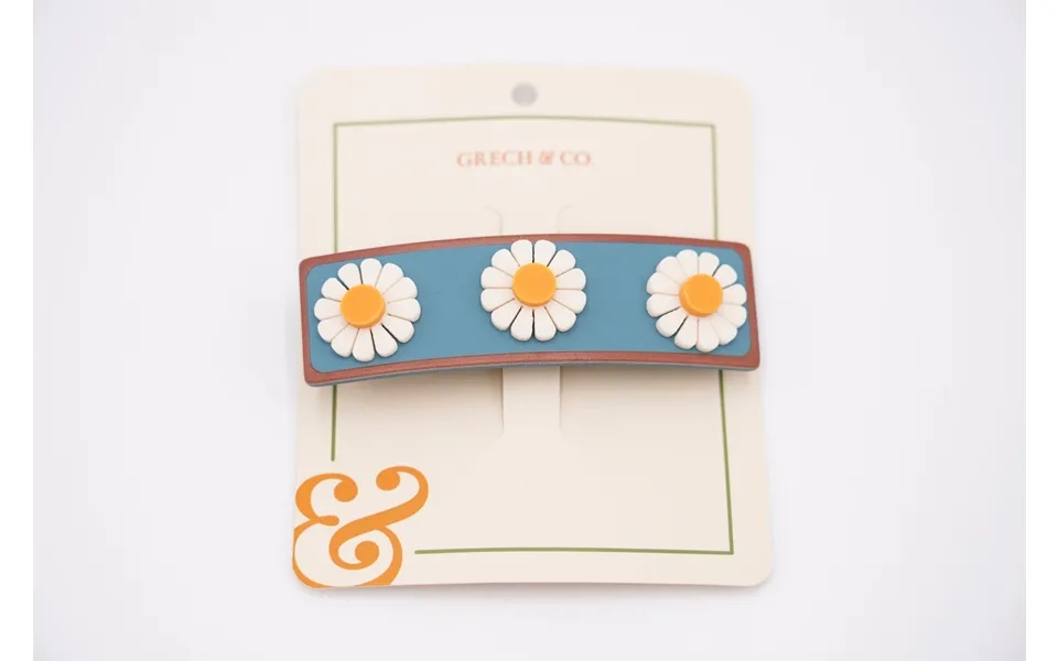 Wide Bar Clip - Blue Flower