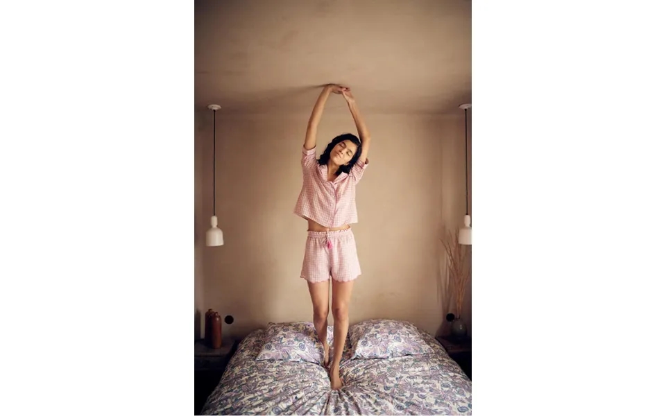 Women Short Pyjamas - Fuchsia Tartan Joy Size 34 Xs