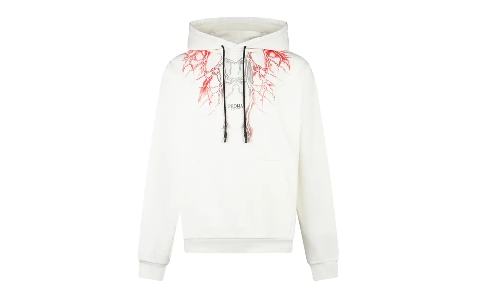 Lightweight Men's Hoodie Lightning Hoodie White Red Grey