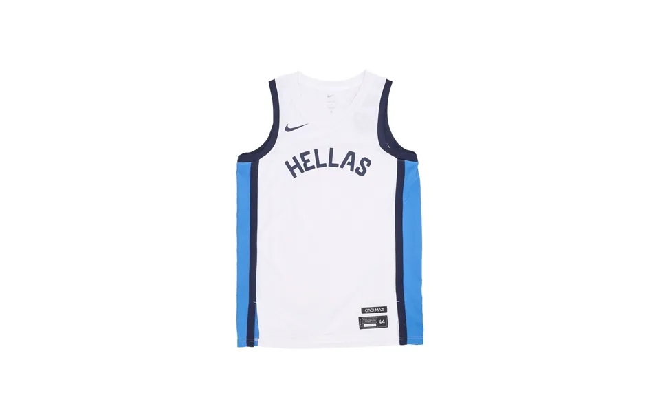 Men's Basketball Tank Top Limited Home Jersey Team Greece White Lt Photo Blue