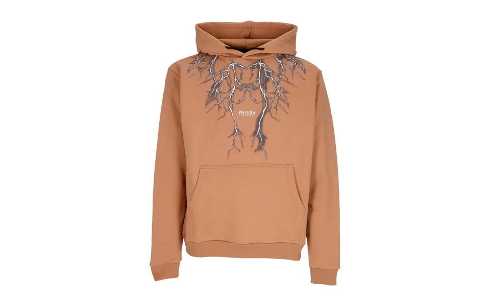 Men's Lightweight Hooded Sweatshirt Lightning Print Hoodie Terracotta Grey