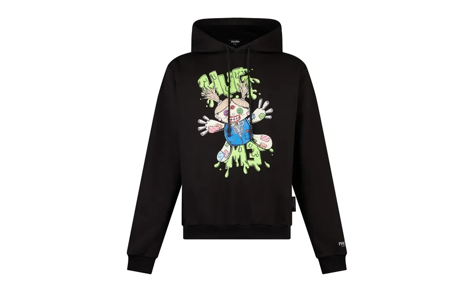 Men's Lightweight Hooded Sweatshirt Tdc Hug Print Hoodie X Testa Di Chezzo Black