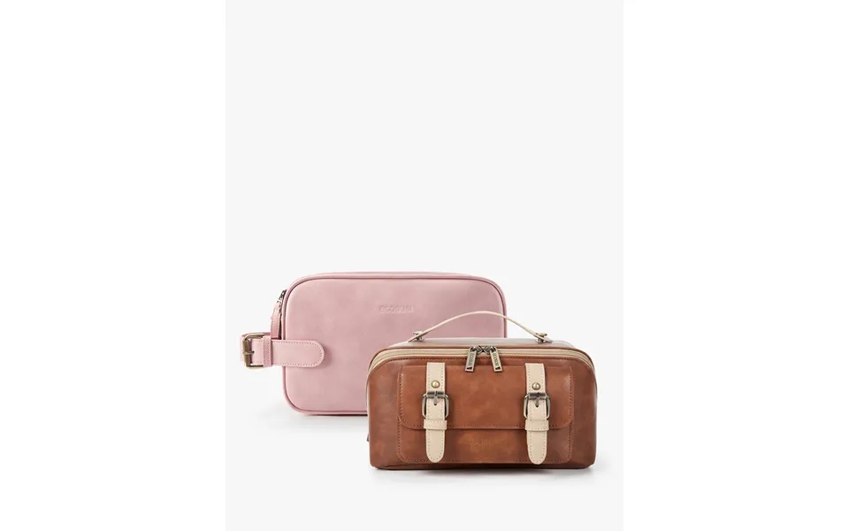Elena Vegan Leather Cosmetic & Toiletry Bags Set