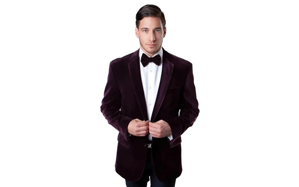 Burgundy Velvet Blazer For Men - Two Button Classic Style