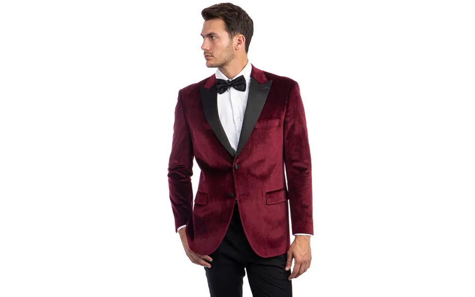 Burgundy Velvet Men's Wedding & Prom Tuxedo Jacket - Two Button Peak Lapel