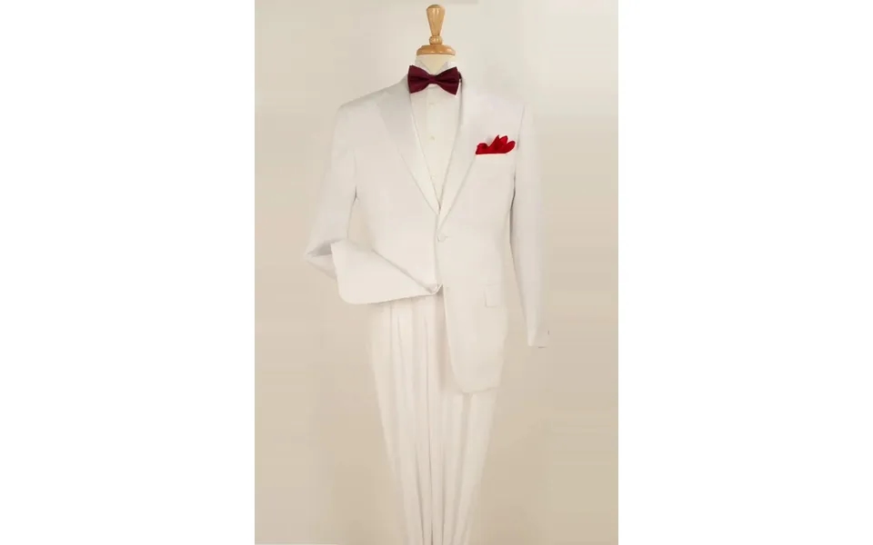 Classic Fit White Tuxedo For Men - 2 Button Pleated Pant Poplin