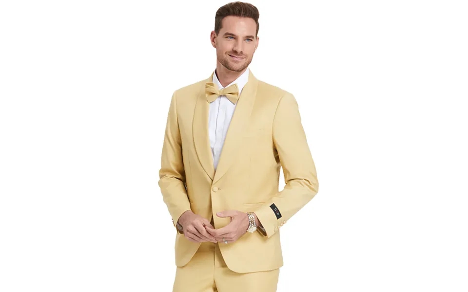 Dijon Yellow Men's Wedding Suit - One Button Shawl Lapel Dinner Jacket