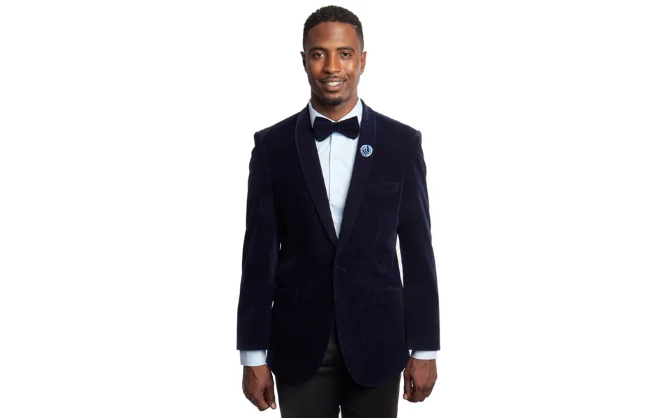 Men's Slim Fit Velvet Dinner Jacket - Navy Blue Shawl Lapel