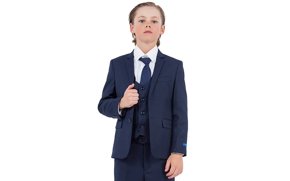 Navy Blue Perry Ellis Boy's Wedding Suit With Vest