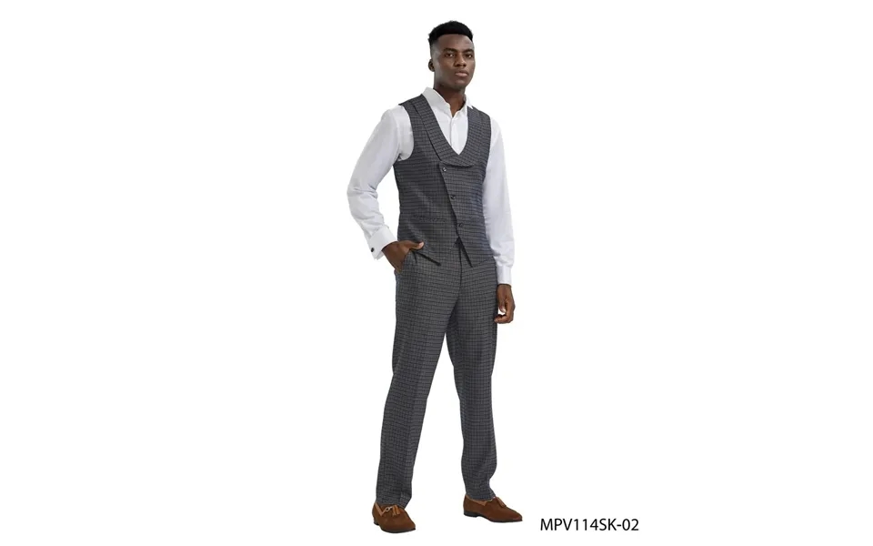 Tazio Men's 2-piece Skinny Fit Vest Set - Tattersall Pattern