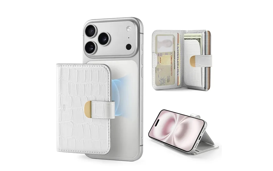 Aura Clutch Magnetic Wallet - Pearl White Croc