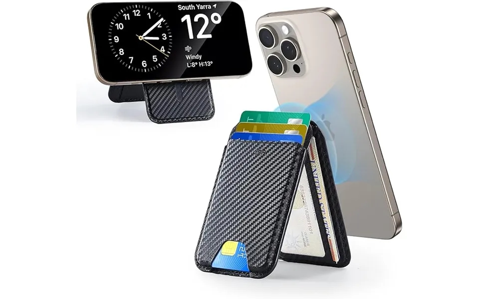 Classic Magnetic Wallet Stand For 5 Cards - Black Carbon Fiber