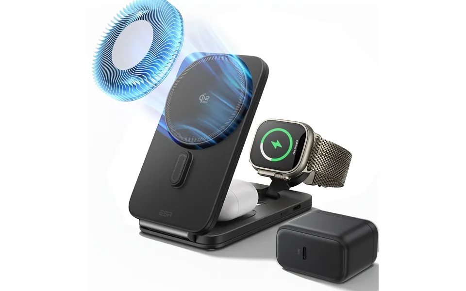 Cryoboost Foldable 3-in-1 Magnetic Charging Station 25w Jp Plug-black - Black Jp Plug