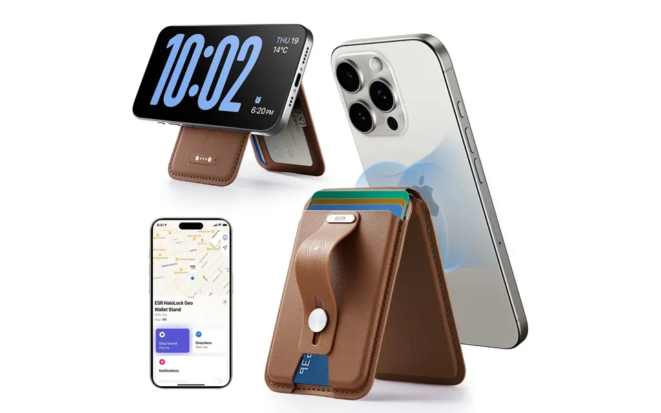 Geo Magnetic Wallet Stand Grip - Caramel Brown