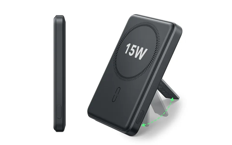 Halolock Magslim Wireless Power Bank 15w, 10,000 Mah, Kickstand - Black