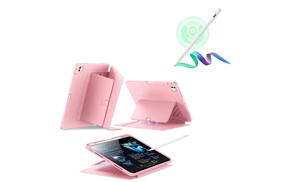 Ipad Pro 11 2024 Flip Magnetic Case With Pencil Bundle - Pink