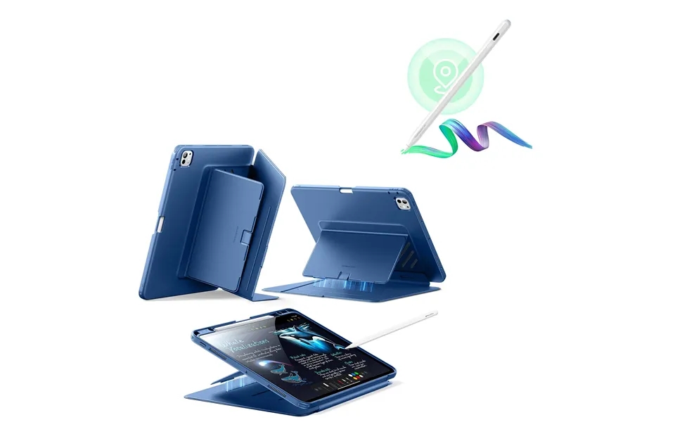 Ipad Pro 13 2024 Flip Magnetic Case With Pencil Bundle - Navy Blue