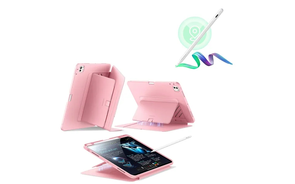 Ipad Pro 13 2024 Flip Magnetic Case With Pencil Bundle - Pink