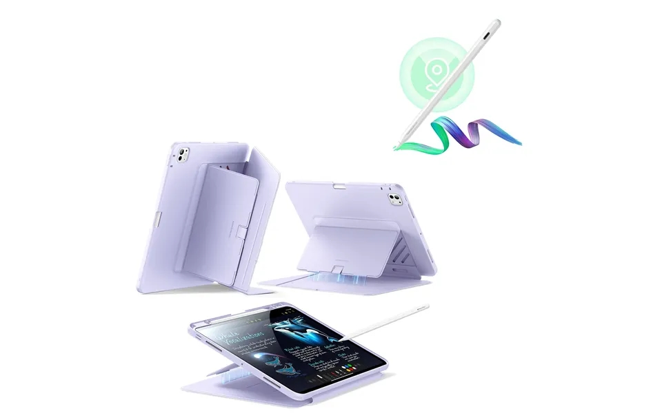 Ipad Pro 13 2024 Flip Magnetic Case With Pencil Bundle - Purple