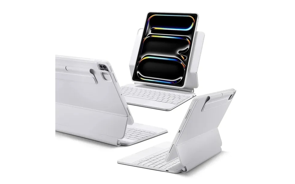 Ipad Pro 13 2025 Rebound Magnetic Keyboard Case 360 - Uk Layout-white
