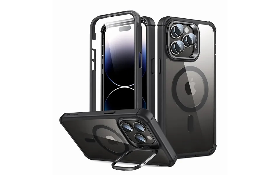 Iphone 14 Pro Armor Tough Case With Stash Stand Halolock - Clear Black