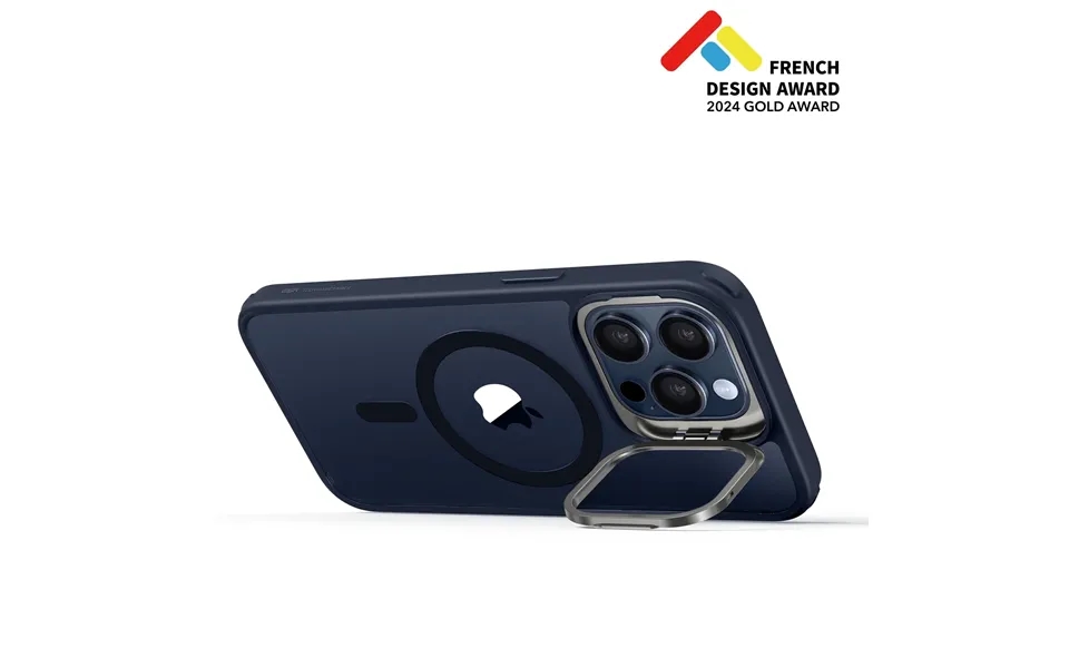 Iphone 15 Pro Classic Hybrid Case With Stash Stand Halolock - Clear Dark Blue