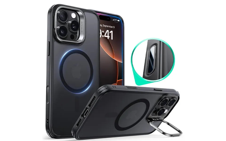 Iphone 16 Pro Classic Hybrid Magnetic Case Camera Control, Stash Stand - Frosted Black