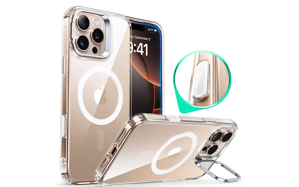 Iphone 16 Pro Max Classic Hybrid Magnetic Case Camera Control, Stash Stand - Clear