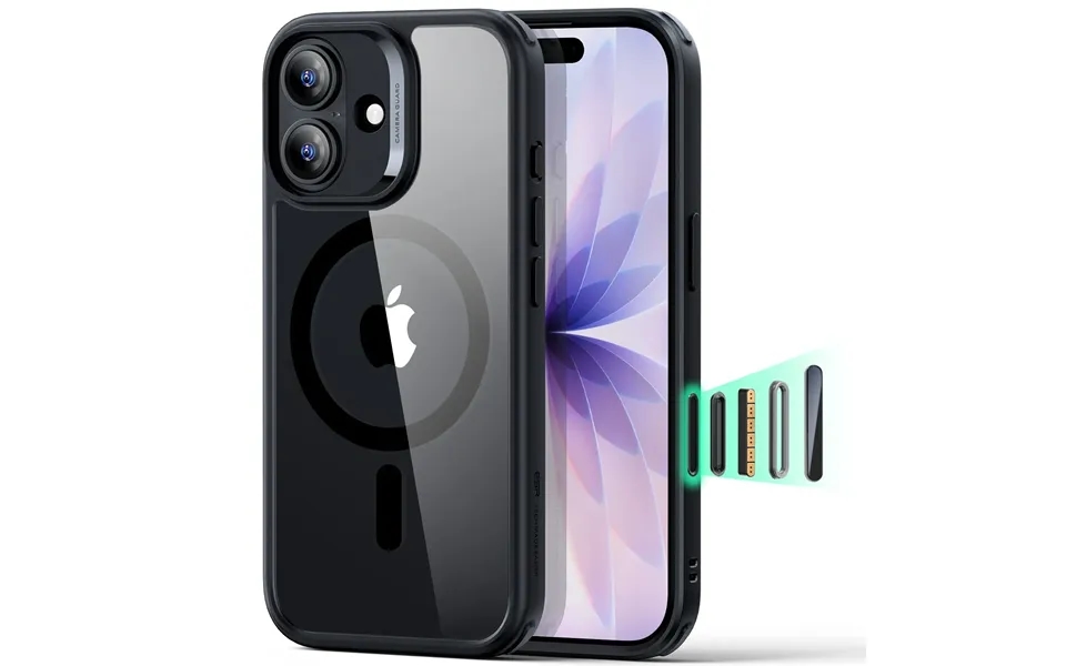 Iphone 17 Classic Hybrid Magnetic Case Camera Control - Clear Black