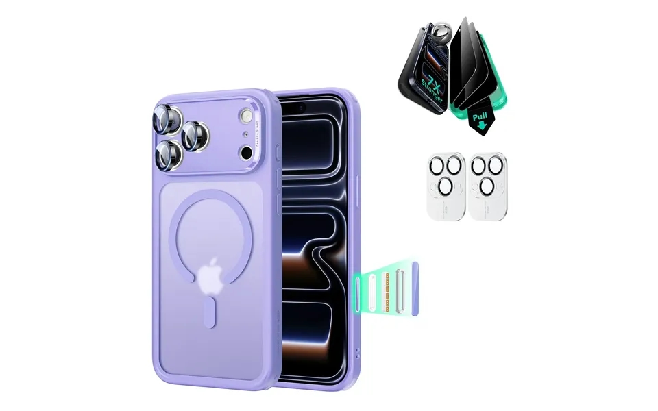 Iphone 17 Pro Bundle Classic Hybrid Magnetic Case Camera Control And Armorite Privacy Screen Protector - Frosted Purple