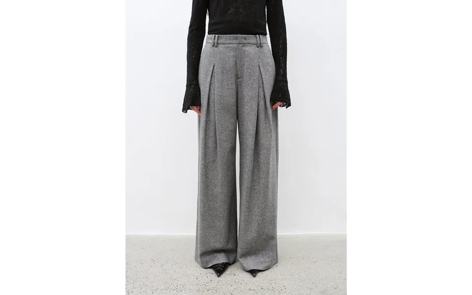 City Stroll Casual And Relaxed Wool-blend Double-pleated Straight Draped Wide-leg Casual Trousers For Autumn - L Dark Gr