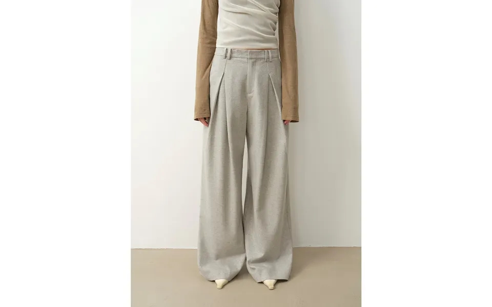 City Stroll Casual And Relaxed Wool-blend Double-pleated Straight Draped Wide-leg Casual Trousers For Autumn - L Light G