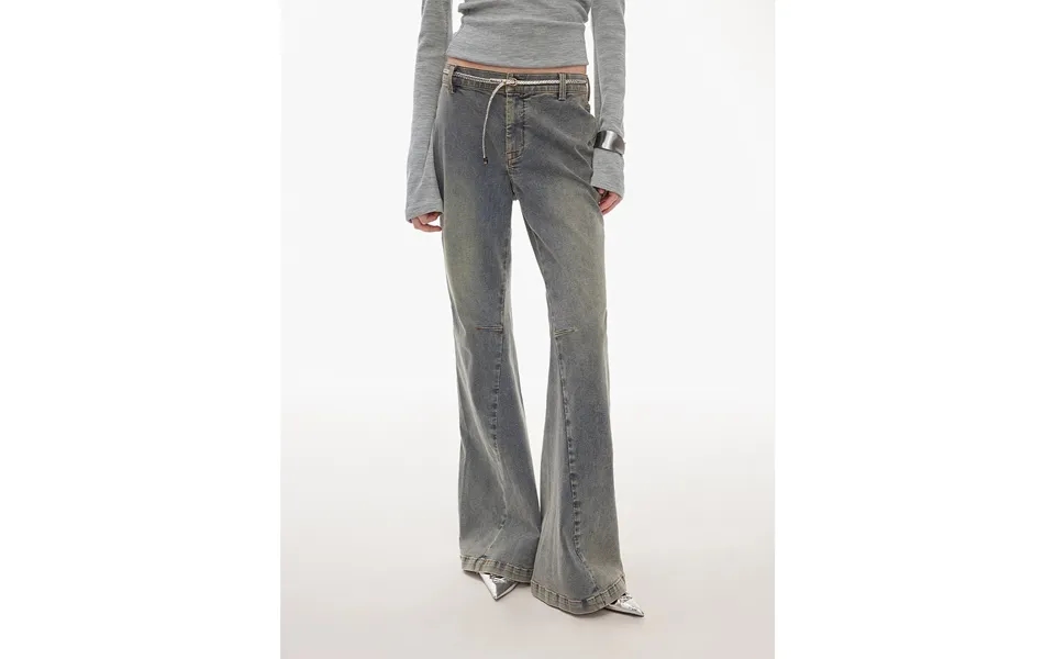 Denimism Fashionable Heavy Industry Washed Three-dimensional Versatile Slimming Slightly Flared Denim Trousers - S Denim