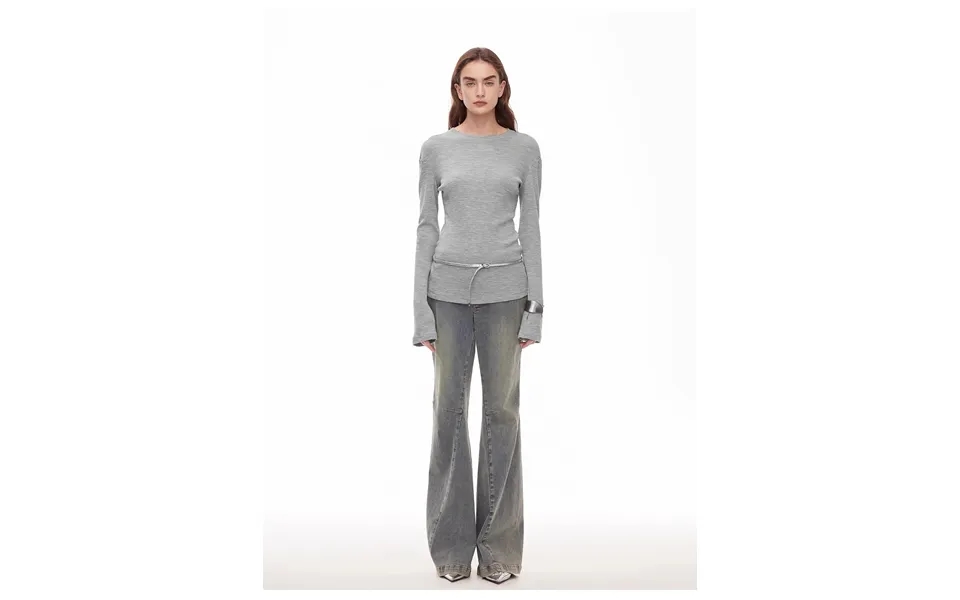 Denimism Fashionable Heavy Industry Washed Three-dimensional Versatile Slimming Slightly Flared Denim Trousers