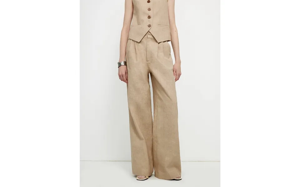 Diary Of An Old Friend Customized Breathable Ramie Oversize Suit Vest Set - L Dune Brown-pants