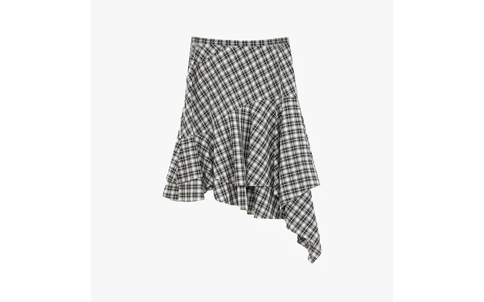 Full-level Ballet Tencel Acetate Plaid Irregular A-line Skirt - L Deep Black And White Grid