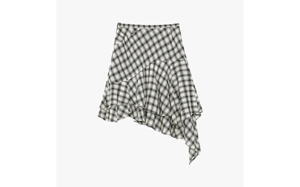 Full-level Ballet Tencel Acetate Plaid Irregular A-line Skirt - M Light Black And White Grid