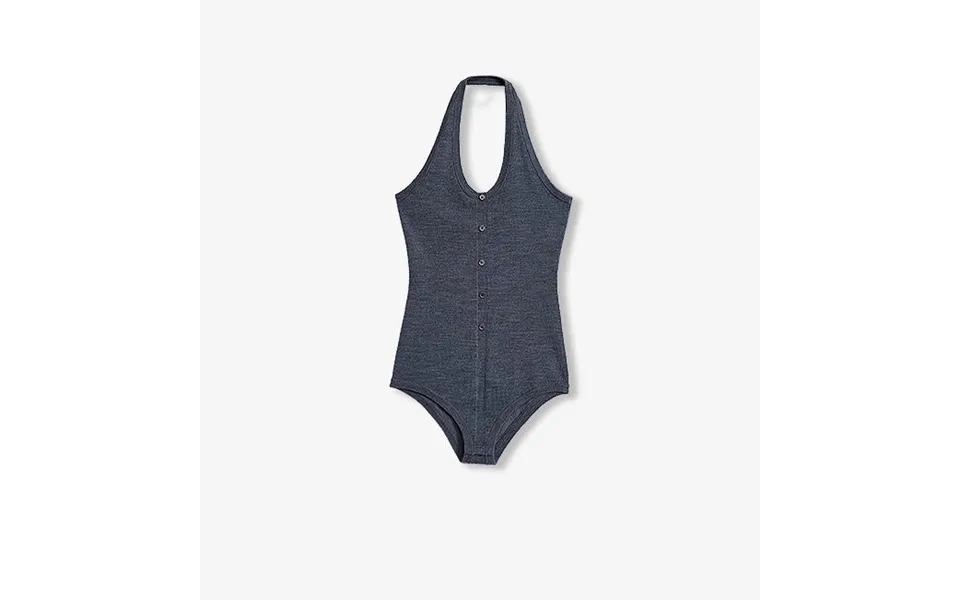 German Yangzi 48s Machine Washable Wool All-match Halter Neck Jumpsuit For Women - M Gray