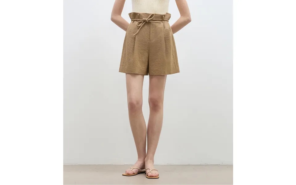 Jungle Fantasy Flower Bud Drawstring High Waist Shorts Women - M Khaki