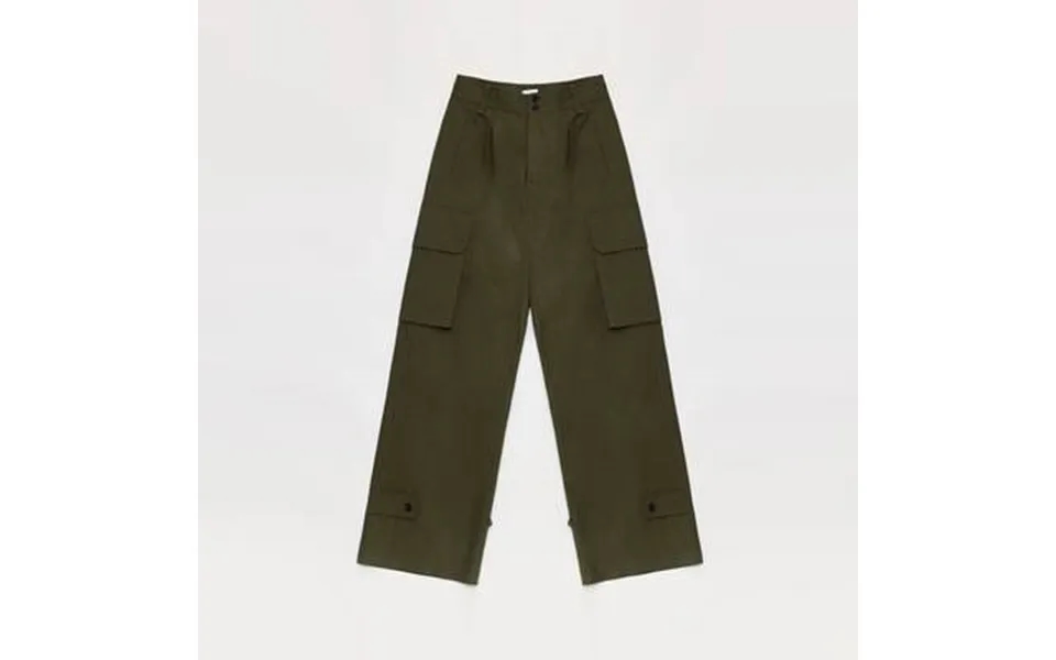 Leisure First Personalized Three-dimensional Large Patch Pocket Straight Wide-leg Work Trousers - M Army Green