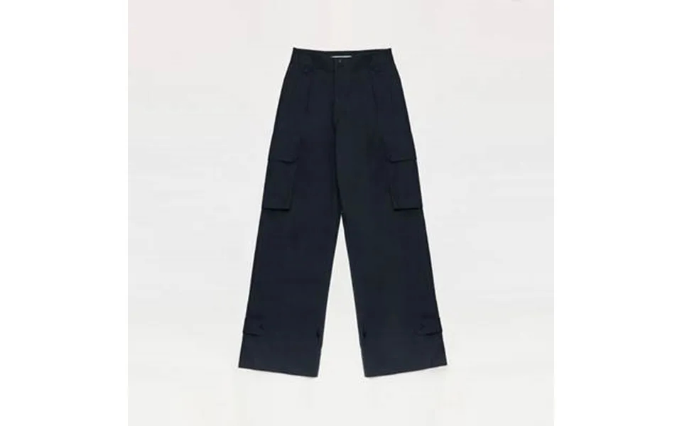 Leisure First Personalized Three-dimensional Large Patch Pocket Straight Wide-leg Work Trousers - S Navy