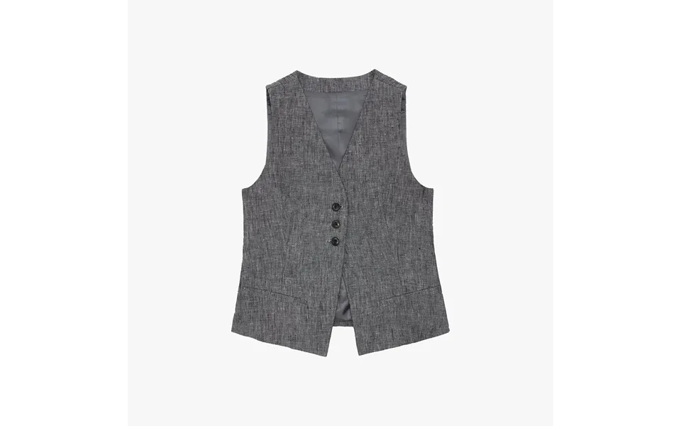 Old Money Space Linen Draped Vest And Straight Trousers Suit - S Denim Gray-vest