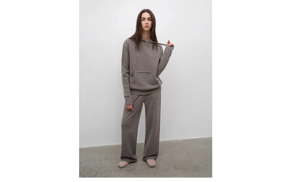 Relaxed Encounter Stylish Casual Sports Wool Knit Hoodie And Straight-leg Leisure Pants Set - M Camel Top Pants