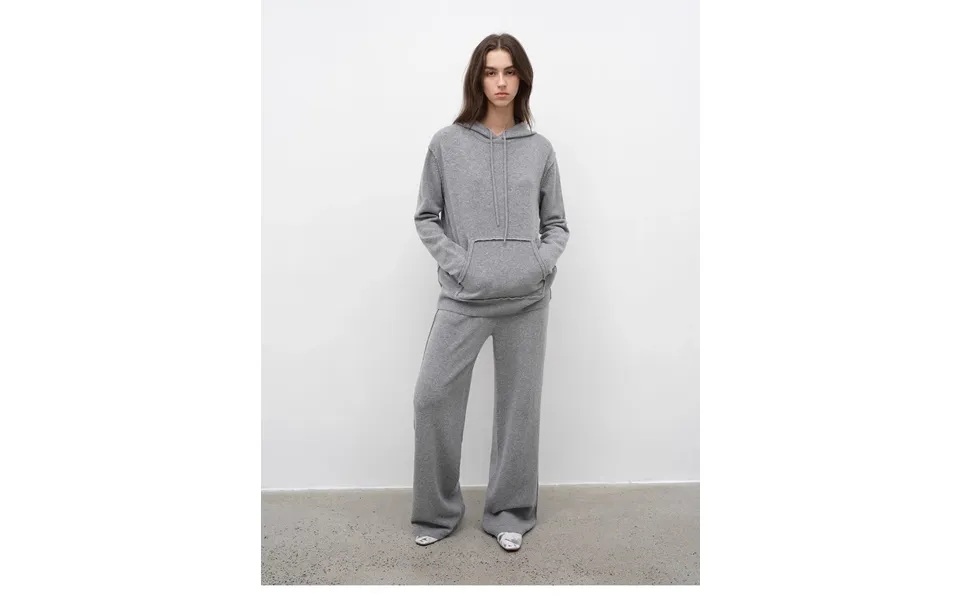 Relaxed Encounter Stylish Casual Sports Wool Knit Hoodie And Straight-leg Leisure Pants Set - S Light Gray Top Pants