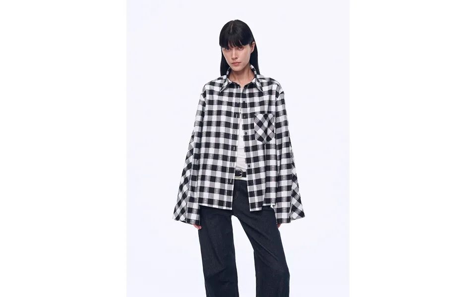 Style Diary Tencel Acetate Jacquard Check Dropped Shoulder Shirt