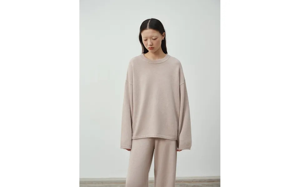 Wilderness Chasing Truth Minimalist Loose Wool Knit Pants - L Light Beige Gray-top